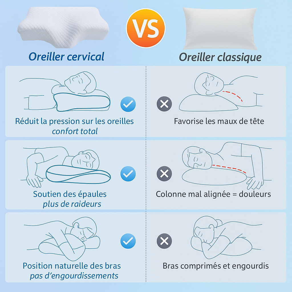 Oreiller cervical mémoire de forme